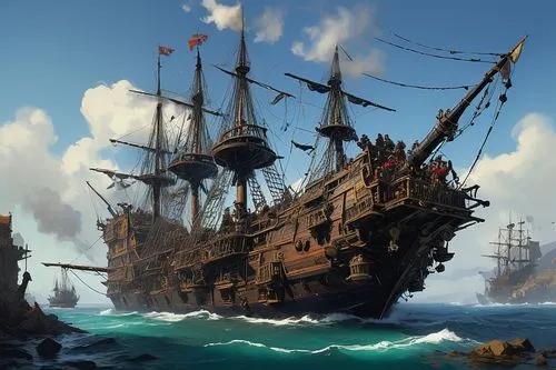  ,pirate ship,galleon,shipwreck,sea sailing ship,pirate treasure,caravel,merchantman,whaleship,sail ship,buccaneers,pirates,barquentine,old ship,gangplank,plundering,doubloons,the wreck of the ship,sh