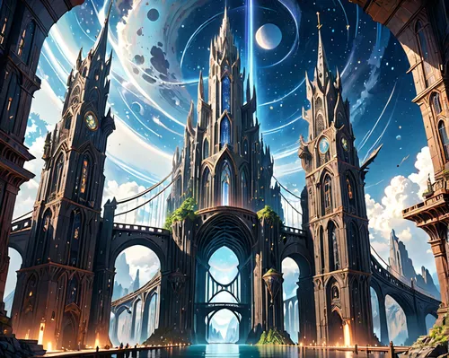 Information about interior design, interior decoration, decorating ideas, and more.,hall of the fallen,fantasy landscape,fantasy city,portal,cathedral,futuristic landscape,gateway,pillars,sci fiction 