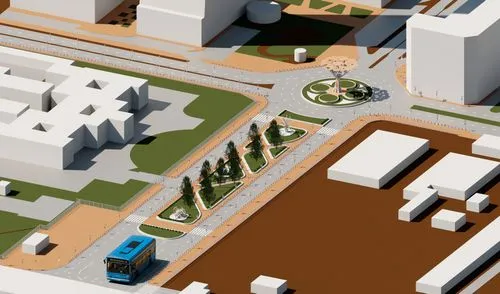 A 20 capacity buses, bus stop
,the view of an urban area from a bird's - eye view,pedestrianized,pedestrianisation,street plan,microdistrict,urban design,europan