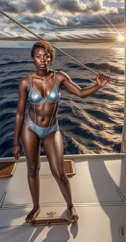 girl on the boat,on a yacht,at sea,seafaring,digital compositing,the sea maid,two-handled sauceboat,image manipulation,boat rope,world digital painting,photomanipulation,maria bayo,boat operator,african american woman,photoshop manipulation,photo manipulation,delta sailor,ocean rowing,sauceboat,african woman