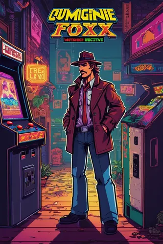 Imagine Gunner Foxx as a skilled detective who must solve a complex murder case in a small, tight-knit community.,computer games,computer game,cyberpunk,retro music,crumples,chimichanga,compute,dynami