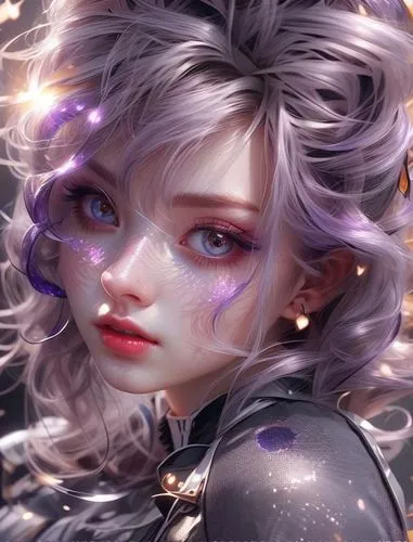 fantasy portrait,violet,cg artwork,fantasia,eris,fae,luna,lux,fairy galaxy,fuki,precious lilac,medusa,violet head elf,acerola,aurora,angel's tears,gara,violet eyes,luminous,elza