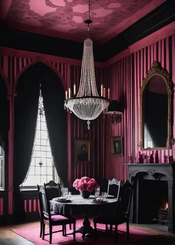 victorian room,ornate room,baccarat,dark pink in colour,danish room,damask,interior decoration,dining room,interior decor,chandeliers,chandelier,chandeliered,interior design,dark pink,royal interior,damask background,interiors,opulently,umbridge,bedchamber,Conceptual Art,Oil color,Oil Color 13