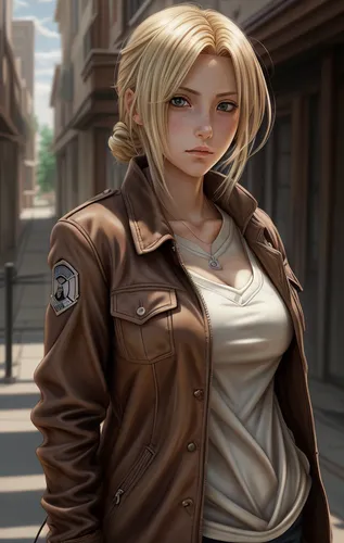 jacket,leather jacket,female doctor,short blond hair,cool blonde,blonde woman,darjeeling,blonde girl,main character,background images,background image,action-adventure game,bolero jacket,blonde sits and reads the newspaper,trench coat,parka,portrait background,honmei choco,vanessa (butterfly),game character