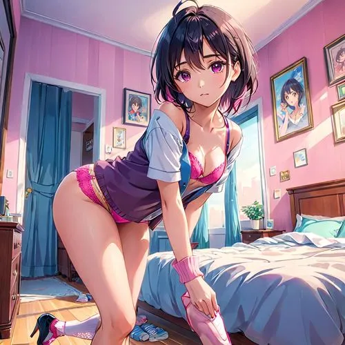 tsugumi,haruhi,megumi,peni,nozomi,sachiko,mai,monogatari,rimi,pajamas,ushio,hikikomori,watsuki,kurumi,pajama,umi,napata,purple wallpaper,anime 3d,tsukiko,Anime,Anime,Realistic