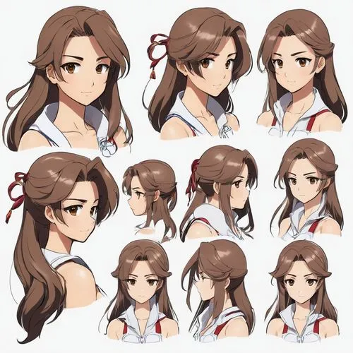 hairstyles,honmei choco,layered hair,hairstyle,azalea,smooth hair,ponytail,akko,hime cut,hiyayakko,icon set,asahi,hair ribbon,the long-hair cutter,hair clips,tsumugi kotobuki k-on,expressions,azuki bean,hair accessories,pony tails,Unique,Design,Character Design