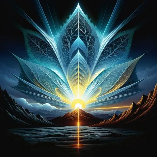 amazing fractal,the painting is of an elaborate flower in the night sky,sunburst background,ipad wallpaper,samsung wallpaper,auroral,beautiful wallpaper,divinorum,Illustration,Realistic Fantasy,Realis