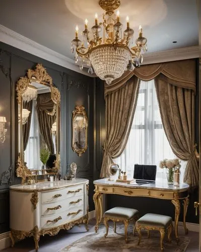 ornate room,chambre,opulent,opulently,opulence,baccarat,luxury home interior,bedchamber,great room,dressing table,poshest,ritzau,interior decoration,beauty room,lanesborough,victorian room,claridge,enfilade,steinway,baroque,Illustration,Black and White,Black and White 20