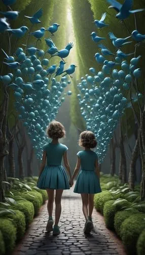 little girls walking,children's background,walk with the children,flying seeds,fairies aloft,blue butterflies,world digital painting,fairies,cartoon forest,studio ghibli,fantasy picture,surrealism,school of fish,kids illustration,forest of dreams,parallel worlds,fairy forest,little angels,hedgehogs,little boy and girl,Photography,Artistic Photography,Artistic Photography 11