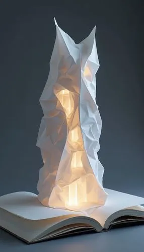 book pages,paper art,folded paper,drawing with light,desk lamp,paper stand