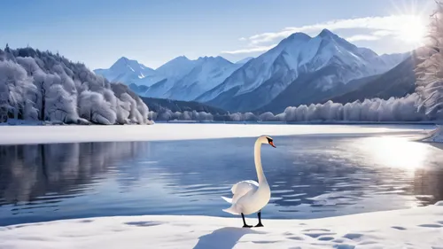 canadian swans,swan on the lake,swan lake,trumpeter swans,snow landscape,winter background,winter landscape,snowy landscape,white swan,berchtesgaden national park,winter lake,alpsee,frozen lake,fragrant snow sea,trumpeter swan,fujian white crane,hintersee,eastern switzerland,southeast switzerland,canada goose,Photography,General,Natural