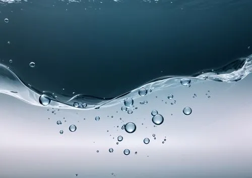 Picture of plain water slowly moving in front of a white background. daylight. Half under the water, half above the water. several small bubbles under the water,water splash,drop of water,splash water