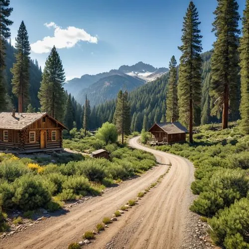 salt meadow landscape,log cabin,the cabin in the mountains,log home,dirt road,alpine meadows,Photography,General,Realistic