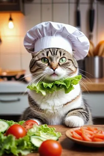 chef,caterer,food preparation,cat image,chef hat,cuisine classique,men chef,remoulade,cuisine,domestic cat,food and cooking,funny cat,domestic animal,cooking vegetables,cat european,mozzarella,cat food,vegetarian,cat,gastronomy,Conceptual Art,Daily,Daily 26