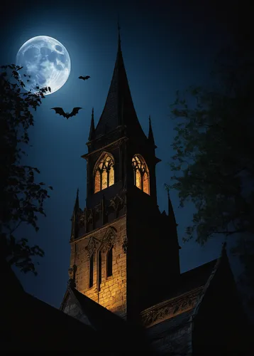 haunted cathedral,gothic church,gothic architecture,halloween background,the black church,halloween and horror,black church,halloween scene,halloween poster,halloween wallpaper,halloweenkuerbis,halloween night,halloween owls,gothic style,hallowe'en,moonlit night,church tower,all saints' day,church towers,halloween illustration,Art,Classical Oil Painting,Classical Oil Painting 30