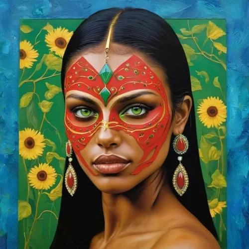 tretchikoff,chicana,indigenous painting,polynesian girl,amerindian,mexican painter,oshun,chicanas,viveros,amazonian,tribal masks,peruvian women,klarwein,shamanic,kahlo,guelaguetza,embera,bohemian art,tainos,warrior woman