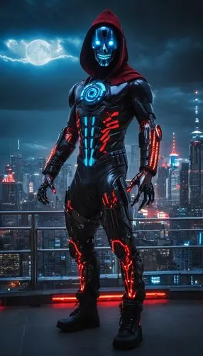 electro,cyborg,daredevil,neon body painting,cyberpunk,steel man,iron-man,atom,ironman,terminator,nebula guardian,futuristic,iron man,3d man,alien warrior,red super hero,digital compositing,supervillain,dark suit,red lantern,Conceptual Art,Sci-Fi,Sci-Fi 09