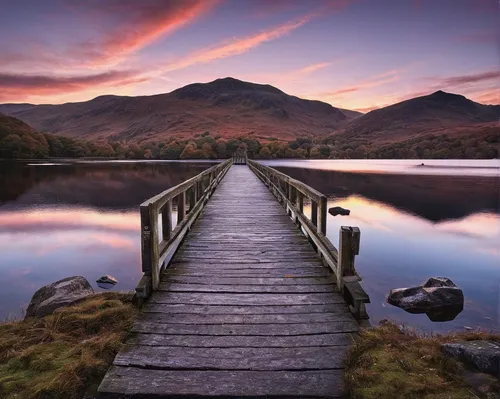 lake district,three peaks,stabyhoun,loch,trossachs national park - dunblane,tarn,landscape photography,scottish highlands,autumn motive,scotland,connemara,landscapes beautiful,wooden pier,wooden bridge,dove lake,wales,northern ireland,lakes,north of scotland,autumn landscape,Illustration,Black and White,Black and White 01