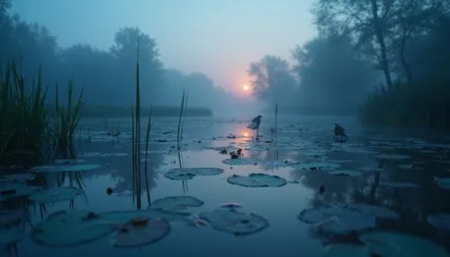 swamps,foggy landscape,wetland,swamp,evening lake,wetlands,foggy forest,morning mist,marshlands,evening atmosphere,marsh,pond,mist,polders,autumn fog,swampy landscape,forest lake,morning fog,early morning dew,waterlilies,Photography,General,Realistic