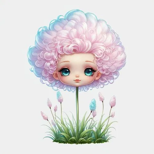 pompom dahlia,flora,flower fairy,cartoon flower,pink poppy,anemone hupehensis september charm,Illustration,Abstract Fantasy,Abstract Fantasy 11