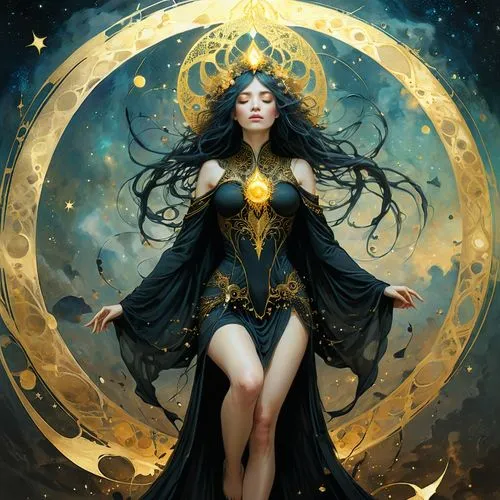 zodiac sign libra,queen of the night,zodiac sign gemini,sorceress,priestess,wiccan,Art,Artistic Painting,Artistic Painting 49