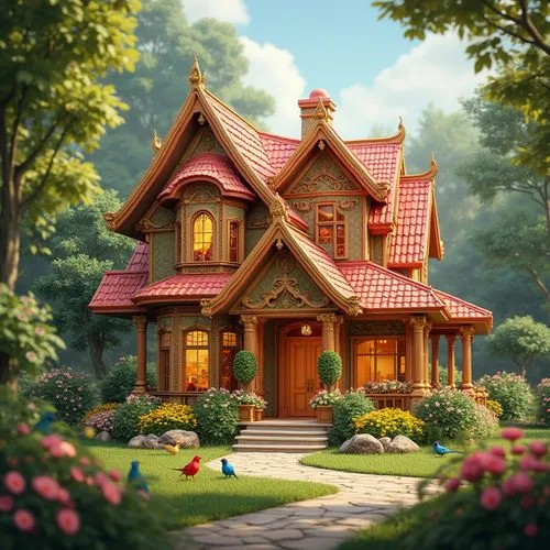 little house,house in the forest,wooden house,miniature house,small house,beautiful home,Photography,General,Realistic