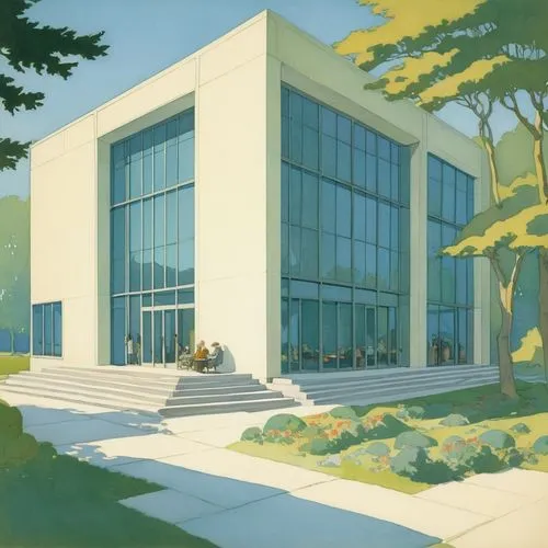 Architectural Illustration,mid century modern,mid century,home of apple,company headquarters,contemporary,company building,mid century house,matruschka,school design,art deco,c20,ford motor company,mo