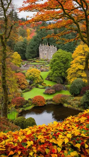 View of Drummond Castle Garden in the autumn in Crieff, Scotland, UK,national trust,scotland,autumn borders,alnwick castle,autumn landscape,fall landscape,autumn colours,ireland,autumn idyll,autumn co