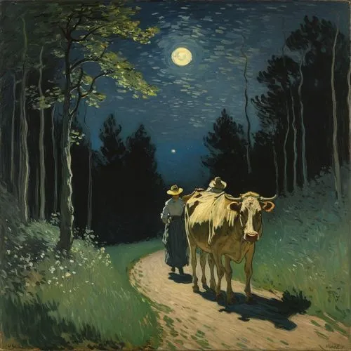 night scene,gogh,caminos,burchfield,vincent van gough,highwaymen,Art,Artistic Painting,Artistic Painting 04