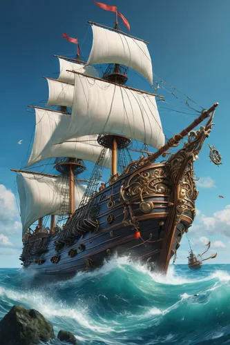 galleon ship,galleon,caravel,sea sailing ship,full-rigged ship,pirate ship,barquentine,sail ship,sloop-of-war,ship releases,longship,east indiaman,steam frigate,trireme,pirate treasure,sailing ship,mayflower,sea fantasy,carrack,hellenistic-era warships,Illustration,Realistic Fantasy,Realistic Fantasy 19