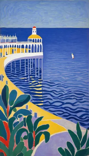 viña del mar,majorelle blue,post impressionist,seaside resort,post impressionism,beach landscape,lido di ostia,roy lichtenstein,coastal landscape,seaside,braque saint-germain,st kilda,brighton pier,seaside view,vincent van gough,braque francais,carol colman,sea landscape,viareggio,landscape with sea,Art,Artistic Painting,Artistic Painting 40