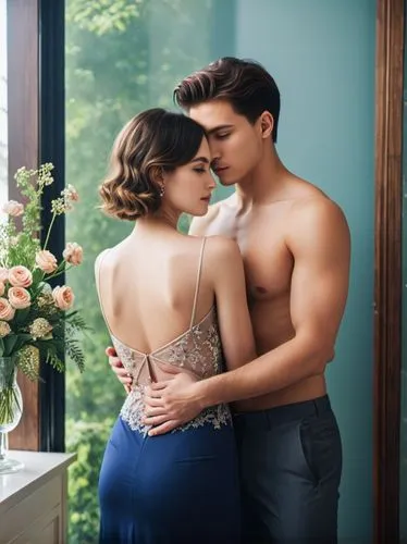 Create an elegant couple in love that will show off your best work.,a man and woman emce and emce near a vase with flowers,pre-wedding photo shoot,vintage man and woman,karmin,young couple,wedding pho