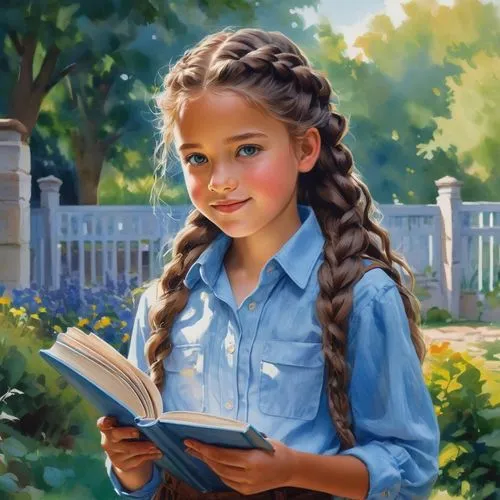 little girl reading,girl studying,young girl,donsky,girl portrait,portrait of a girl,Conceptual Art,Oil color,Oil Color 03