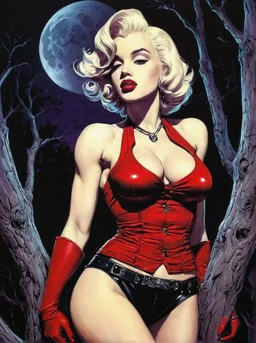 harley,vampire woman,radebaugh,vampirella,marylyn monroe - female,palmiotti,brubaker,vampire lady,monroe,lady in red,valentine pin up,femme fatale,merilyn monroe,tura satana,harley quinn,mamie van doren,mcniven,bolland,namora,marilyn monroe,Illustration,American Style,American Style 06