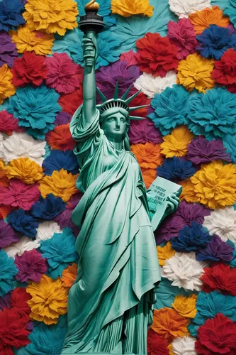 lady liberty,liberty,statue of liberty,the statue of liberty,liberty cotton,queen of liberty,liberty statue,liberty enlightening the world,crepe paper,paper flower background,piñata,painted block wall,fabric flower,americana,lego pastel,color wall,statue of freedom,colorful flags,mural,painted wall,Photography,Fashion Photography,Fashion Photography 16