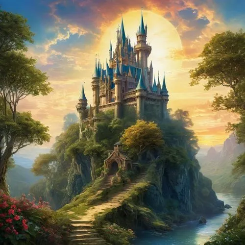 fairy tale castle,fairytale castle,fantasy landscape,fantasyland,fantasy picture,disney castle,fantasy world,sleeping beauty castle,3d fantasy,fairy tale,cinderella's castle,fairyland,rivendell,shanghai disney,fablehaven,fairy world,gondolin,a fairy tale,castle of the corvin,fairytale,Conceptual Art,Fantasy,Fantasy 05