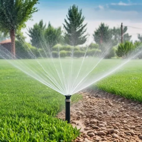 irrigation system spraying water across an open park area, sprinkler, pop-up sprays, smart irrigation, matched precipitation,sprinkler system,sprinklers,irrigation,irrigation system,irrigator,shrub wa