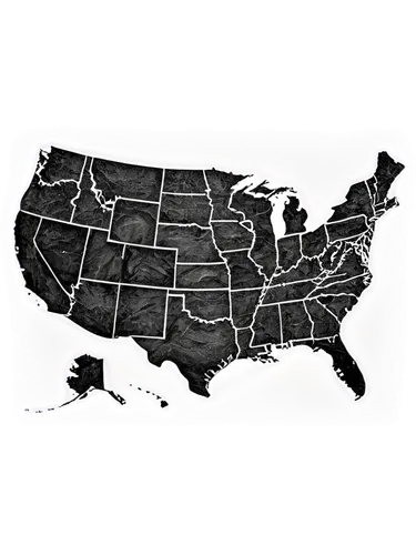 Map of the US, black and white, detailed borders, 2D illustration style, vintage feel, worn paper texture, soft creases, subtle shading, overhead view, 1,us map outline,map outline,intrastate,governor