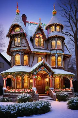 gingerbread house,the gingerbread house,gingerbread houses,santa's village,victorian house,fairy tale castle,winter house,christmas house,winterplace,old victorian,fairytale castle,snow house,crispy house,winter village,gingerbread maker,christmas town,gingerbread break,christmas landscape,crooked house,dreamhouse,Art,Classical Oil Painting,Classical Oil Painting 13