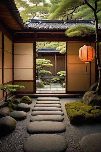 japanese-style room,japanese zen garden,ryokan,dojo,zen garden,ryokans,japanese garden ornament,japanese garden,chanoyu,teahouse,tea ceremony,tatami,japanese shrine,teahouses,zen stones,japan garden,zen,kyoto,3d background,japanese background,Illustration,Retro,Retro 24