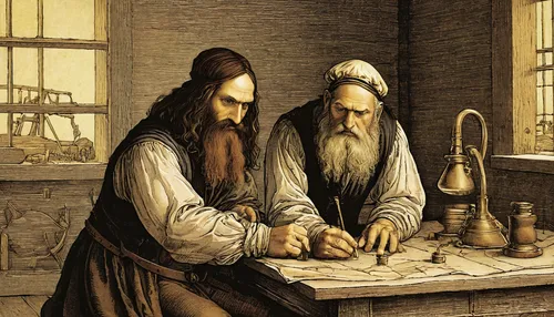 children studying,examining,contemporary witnesses,craftsmen,leonardo devinci,monks,preachers,meticulous painting,pilgrims,researchers,marine scientists,theoretician physician,painting technique,shoemaker,shoemaking,apothecary,exchange of ideas,torah,tutor,advisors,Art,Classical Oil Painting,Classical Oil Painting 03