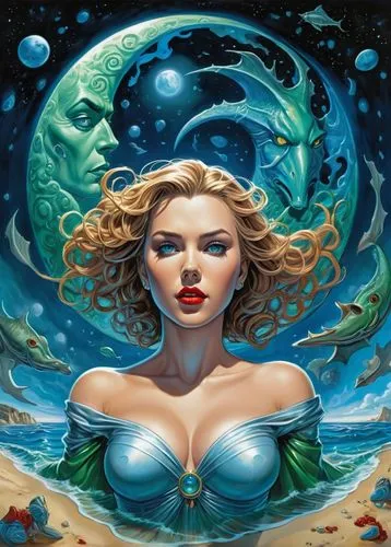 mermaid background,amphitrite,the sea maid,siren,sirena,atlantica,nereid,fathom,oceana,water nymph,oceanica,underwater background,aquarius,ocean,naiad,sirene,ocean floor,fantasy art,fantasy woman,water pearls,Illustration,American Style,American Style 13