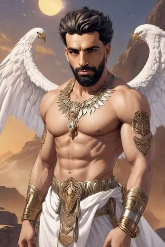 a super hero stands on a top of a mountain and he have a wings to be ready to fly  with a big muscels,atharva,parshuram,bhishma,greek god,parashuram,samudragupta,bahubali,kartikeya,rudra,porus,ashur,s