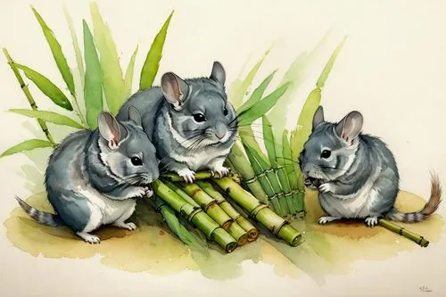 chinchillas,galagos,chinchilla,oryctolagus,ctenomys,cottontails,Illustration,Paper based,Paper Based 17