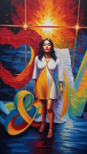 Passion Sexy Painting ,Naked Woman  Abstract Body Art Oil Painting
,aguila,indigenous painting,oil painting on canvas,holy spirit,uriel,fire angel,elohim,pentecostalist,mexican painter,angelology,rena