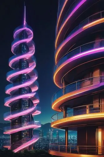 futuristic architecture,electric tower,futuristic landscape,jetsons,futuristic,jupiters,escala,urban towers,polara,colorful spiral,vdara,the energy tower,cybertown,cybercity,sedensky,capcities,neon cocktails,largest hotel in dubai,condos,futurist,Illustration,Realistic Fantasy,Realistic Fantasy 15