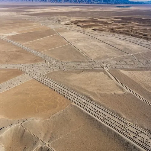 nazca lines,mojave desert,air strip,nasca plateau,desert desert landscape,rows of planes,salt desert,tire tracks,desert landscape,nazca,dry lake,argentina desert,nellis afb,barstow,taxiway,nasca,death valley,runways,desertification,salt-flats,Photography,General,Realistic