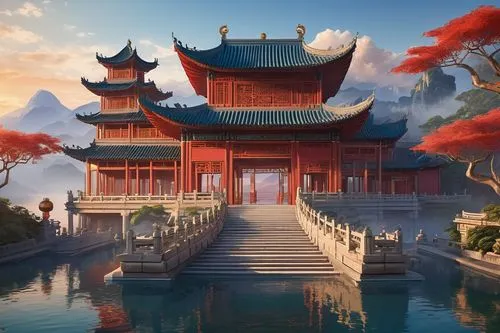 asian architecture,hall of supreme harmony,oriental painting,oriental,the golden pavilion,buddhist temple,white temple,roof landscape,hanging temple,fantasy landscape,tianxia,world digital painting,summer palace,golden pavilion,water palace,teahouse,youliang,qibao,sanxia,asian vision,Unique,Design,Blueprint