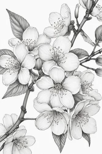 illustration of the flowers,flowers png,flower illustration,white floral background,white magnolia,flower drawing,lychees,white blossom,floral digital background,flower line art,mock orange,japanese floral background,botanical line art,dogwood flower,sorbus,viburnum,white flower cherry,flowering dogwood,flower illustrative,fruit blossoms,Illustration,Black and White,Black and White 30