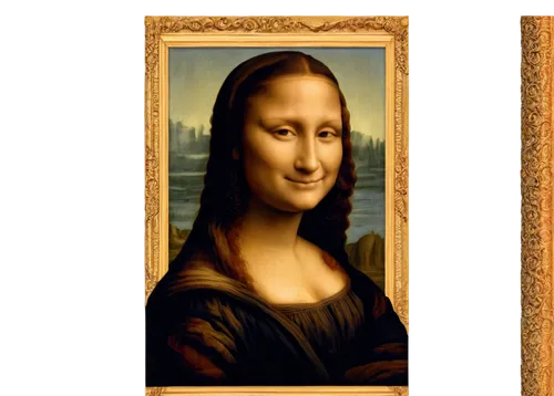 monalisa,gioconda,mona lisa,mona,copper frame,gold frame,perugino,vinci,tretchikoff,photo painting,golden frame,retro frame,portrait background,delatour,memling,wooden frame,davinci,giertych,digiart,sfumato,Illustration,Black and White,Black and White 28